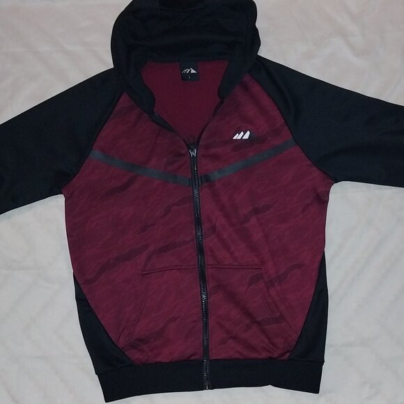 Laiwang Men's Black & Red Camo Full Zip Hooded Fleece Jacket – Size L (Pre-Owned - Picture 1 of 5